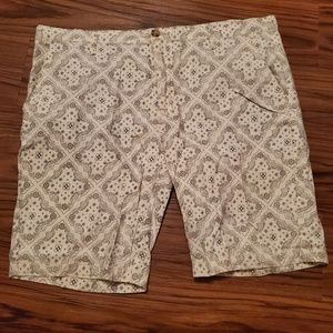 Men's Patterned Casual Beach Shorts Cream Black